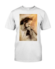 Jesus with lovely white dog cus Premium Fit Mens Tee tile
