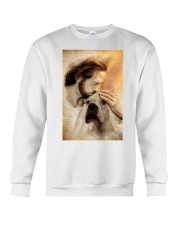 Jesus with lovely white dog cus Crewneck Sweatshirt tile