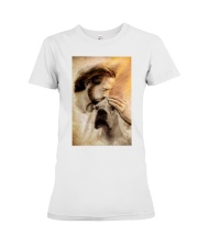 Jesus with lovely white dog cus Premium Fit Ladies Tee tile