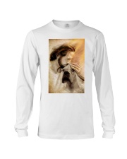 Jesus with lovely white dog cus Long Sleeve Tee tile