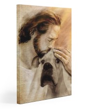 Jesus with lovely white dog cus canvas-wrap-print tile