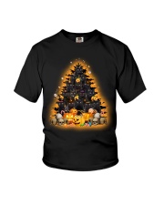 Black Cats shaped tree halloween - For Cat Lover Youth T-Shirt tile