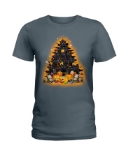 Black Cats shaped tree halloween - For Cat Lover Ladies T-Shirt tile