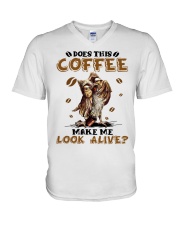 Owl does this coffee make me look alive - For Owl Lover V-Neck T-Shirt tile