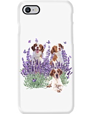 Brittany Spaniel and Gorgeous Purple flower Phone Case tile