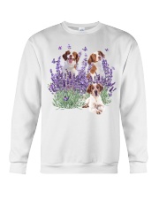 Brittany Spaniel and Gorgeous Purple flower Crewneck Sweatshirt tile