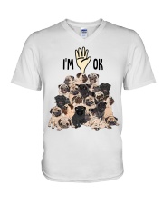 Full of Pugs i'm ok - for Pug lover V-Neck T-Shirt tile