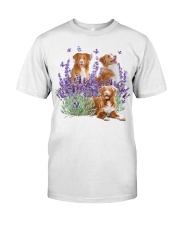 Nova Scotia Duck Tolling and Purple flower Premium Fit Mens Tee tile