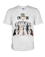 Full of Bearded collies i'm ok - for Bearded collie lover V-Neck T-Shirt tile