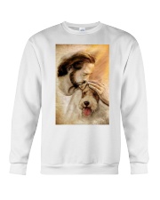 Jesus with lovely Fox terrier - for Fox terrier lover Crewneck Sweatshirt tile