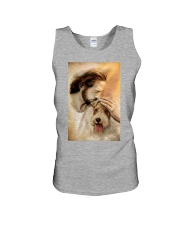Jesus with lovely Fox terrier - for Fox terrier lover Unisex Tank tile