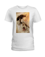 Jesus with lovely Fox terrier - for Fox terrier lover Ladies T-Shirt tile