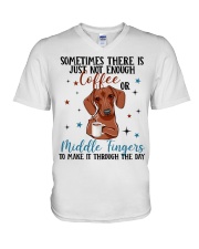 Dachshund coffee make it through the day - for Dachshund lover V-Neck T-Shirt tile