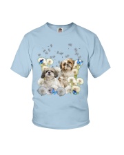 Shih Tzu butterfly dandelions for shih tzu lover Youth T-Shirt tile