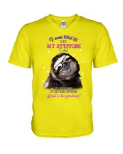 Sloth check my attitude for sloth lover V-Neck T-Shirt tile