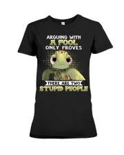 Turtle arguing with a fool only proves there are two stupid people - For turtle lover Premium Fit Ladies Tee tile