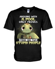 Turtle arguing with a fool only proves there are two stupid people - For turtle lover V-Neck T-Shirt tile
