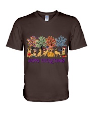 German Shepherd happy everything for german shepherd lover V-Neck T-Shirt tile