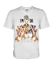 Full of American staffordshire terriers i'm ok cus - for American staffordshire terrier lover V-Neck T-Shirt tile