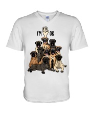 Full of English Mastiffs i'm ok - for English Mastiff lover V-Neck T-Shirt tile