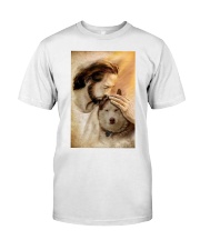 Jesus with lovely brown husky Classic T-Shirt tile