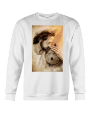 Jesus with lovely brown husky Crewneck Sweatshirt tile
