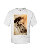 Jesus with lovely brown husky Youth T-Shirt tile