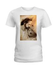 Jesus with lovely brown husky Ladies T-Shirt tile