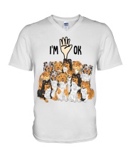 Full of Shetland Sheepdogs i'm ok cus- for Shetland Sheepdog lover V-Neck T-Shirt tile