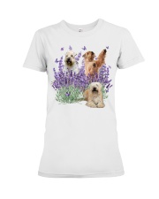 Soft Coated Wheaten Terrier and Purple flower Premium Fit Ladies Tee tile