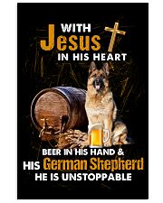 With Jesus in his heart beer in his hand and his German shepherd - for German shepherd lover Vertical Poster tile