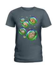Funny cats in bubbles - for cat lover Ladies T-Shirt tile