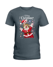 Cute Cat tada merry Christmas - for Cat lover Ladies T-Shirt tile