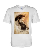 Jesus with lovely Bella V-Neck T-Shirt tile