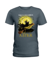Black Cat yes i can drive a stick - For Cat Lover Ladies T-Shirt tile