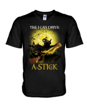 Black Cat yes i can drive a stick - For Cat Lover V-Neck T-Shirt tile