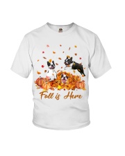Boston Terriers fall is here - for Boston Terrier lover Youth T-Shirt tile
