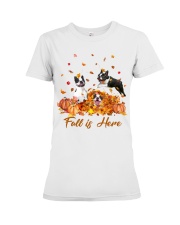 Boston Terriers fall is here - for Boston Terrier lover Premium Fit Ladies Tee tile