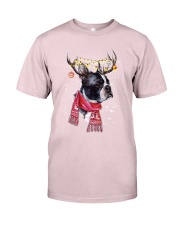 Boston Terrier reindeer under snow for boston terrier lover Premium Fit Mens Tee tile