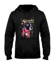 Boston Terrier reindeer under snow for boston terrier lover Hooded Sweatshirt front