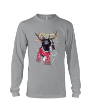 Boston Terrier reindeer under snow for boston terrier lover Long Sleeve Tee tile