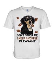 Dachshund don't touch me i need a coffee - for Dachshund lover V-Neck T-Shirt tile
