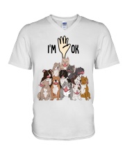 Full of American bully i'm ok - for American bully lover V-Neck T-Shirt tile