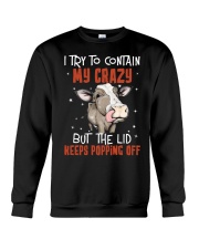 Cow i try to contain crazy - for Cow lover Crewneck Sweatshirt tile