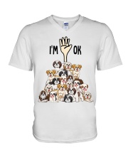 Full of Shih tzus i'm ok V-Neck T-Shirt tile