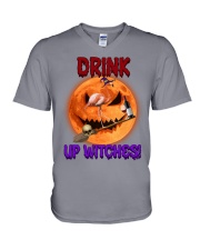 Flamingo drink up witches for flamingo lover V-Neck T-Shirt tile