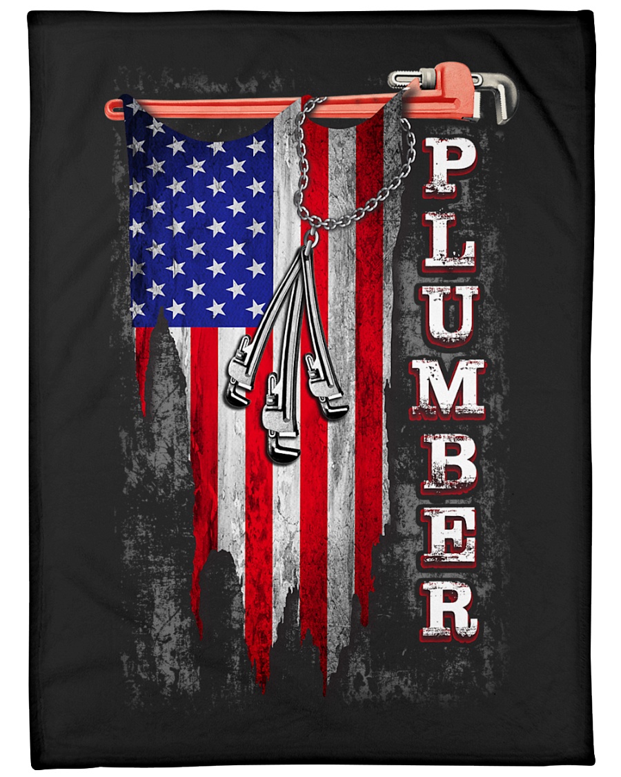 Plumber USA Flag Large Fleece Blanket - 60" x 80"