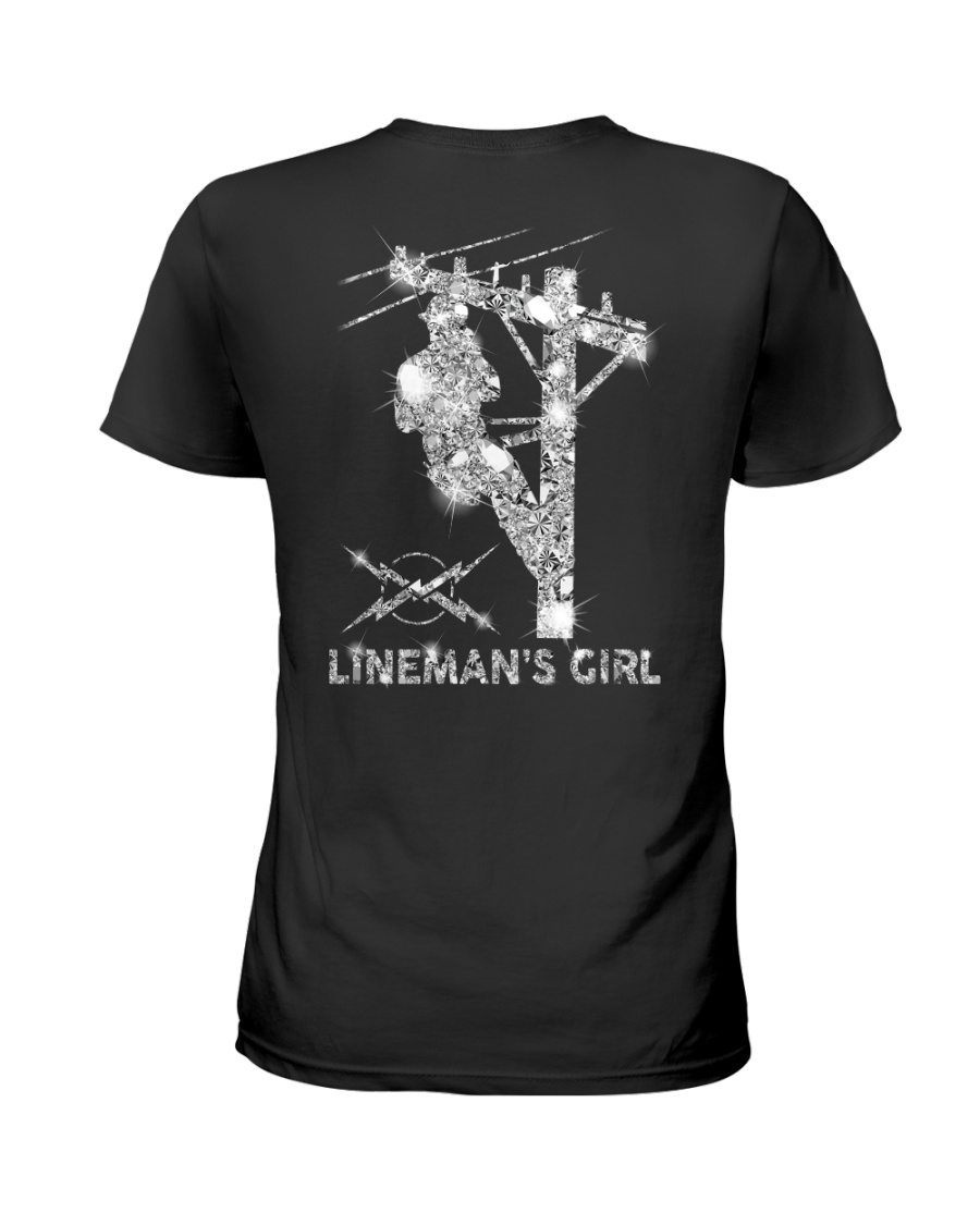Proud Lineman's Girl Crystal Effect Ladies T-Shirt