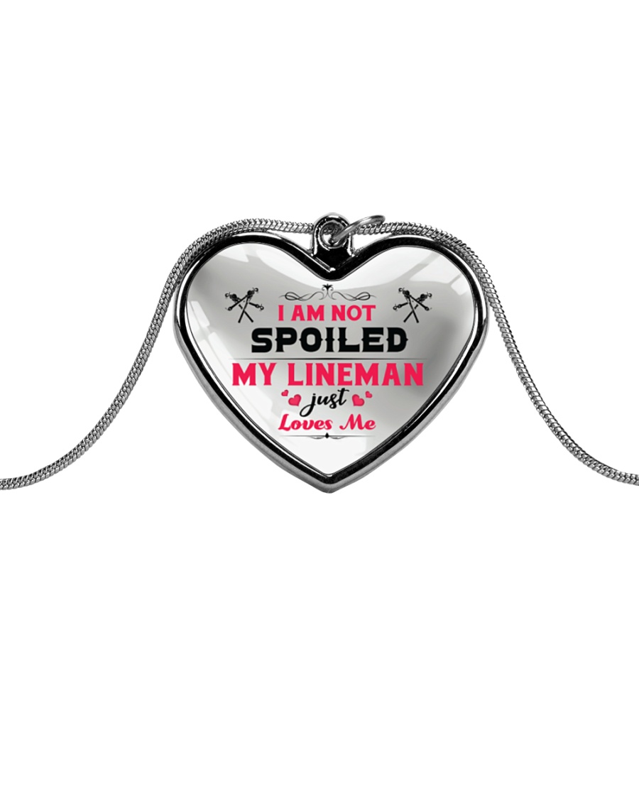Cute Lineman's Lady Metallic Heart Necklace