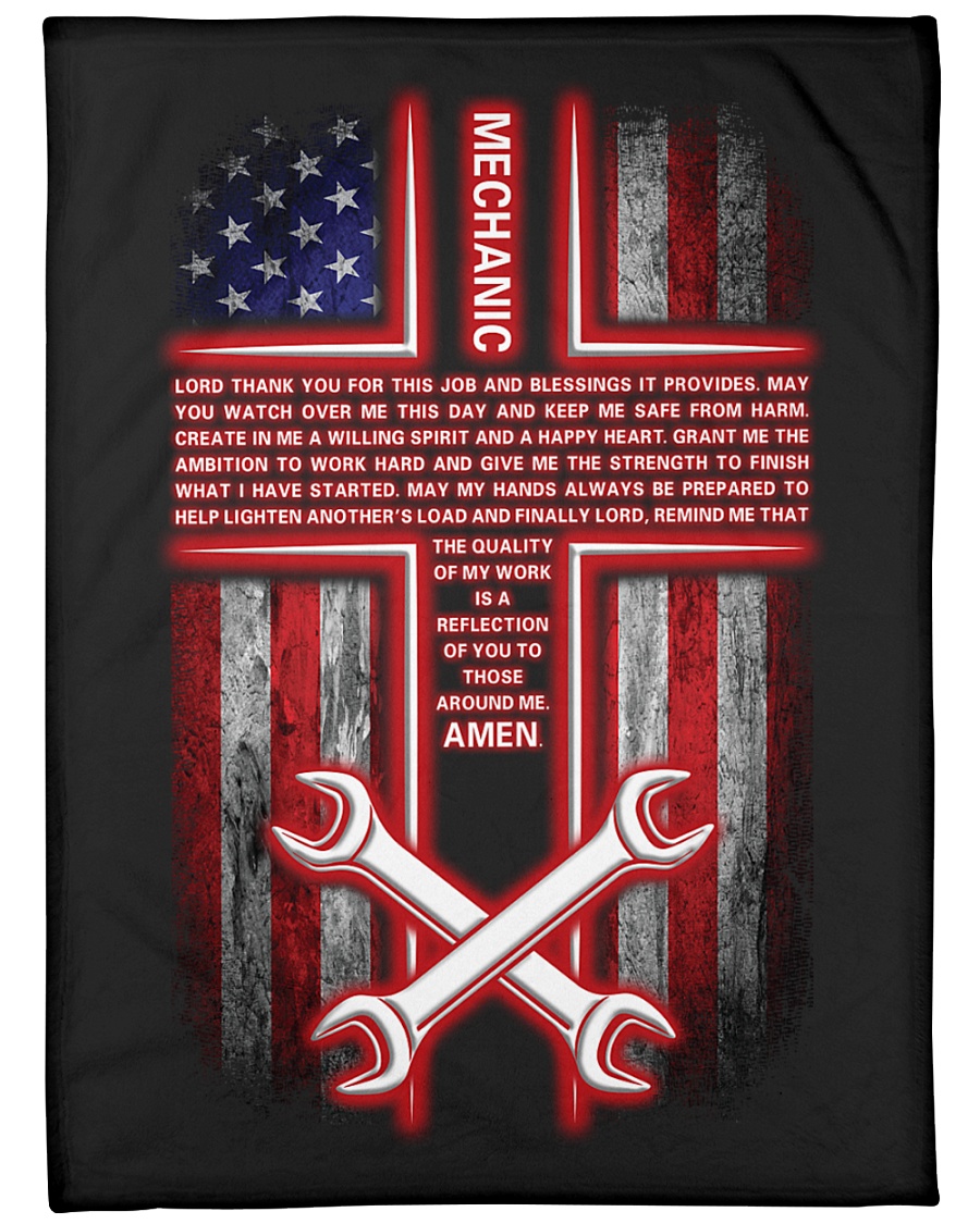 Mechanic's Prayer Large Fleece Blanket - 60" x 80"